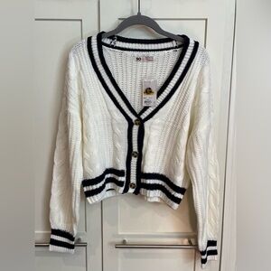 NWT SO Cropped White Cable Knit Cardigan